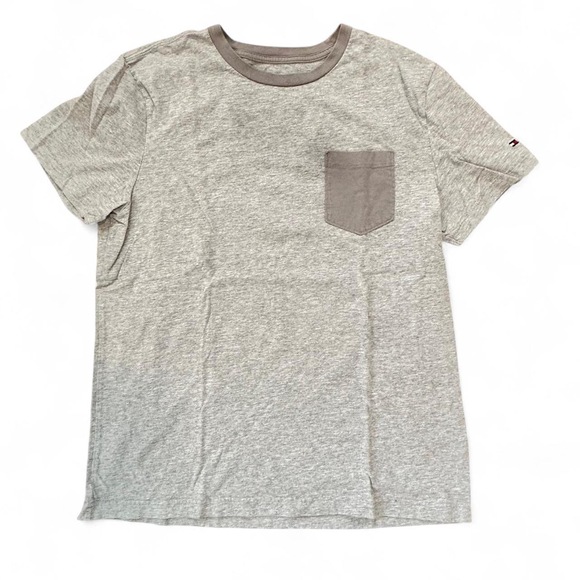 Gray Minimalist Tommy Hilfiger Natural Fibers cotton tee in Cream - Picture 1 of 5